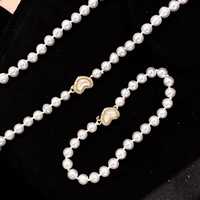 Ensemble cadeau d'entreprise en perles, collier, bracelet, boucles d'oreilles, perles d'eau douce rondes de 8 à 9 mm, argent 925, logo du fabricant, vente en gros, sur mesure