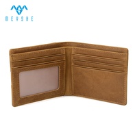 Dompet Lipat Tipis Kulit Sapi Crazy Horse Coklat Berkualitas Tinggi Khusus Pria, Anti-RFID, Tempat Kartu ID, Multi-Slot untuk Tempat Airtag