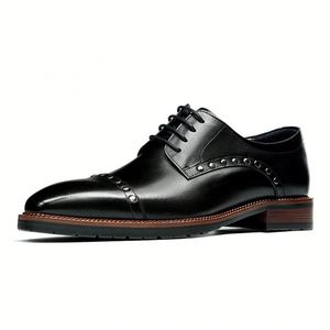 Nuevos Zapatos de Cuero para Hombre, Estilo Británico, Casuales de Negocios, Formales, para Boda, con Suela Gruesa y Brillante, de Gamuza - Product Image 2