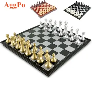 Дорожный Магнитный Международный шахматный набор со складной шахматной доской, двигается без стресса 9,8*9,8 дюйма