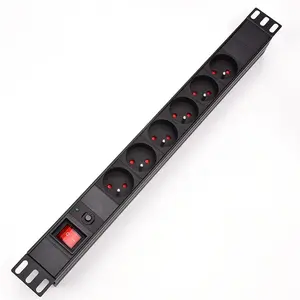 6 port horizontal aluminum french pdu 1u data center power distribution