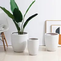 Grosir Dekorasi Rumah Hotel Nordic Modern Pot Tanaman Dalam Ruangan Keramik Putih Bulat untuk Dijual