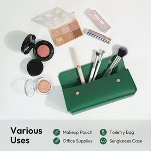 Stylish PU Leather <b>Makeup</b> Bag Women Portable Travel Toiletry Bag <b>Makeup</b> Brush Sunglasses <b>Case</b> Holder - Product Image 4