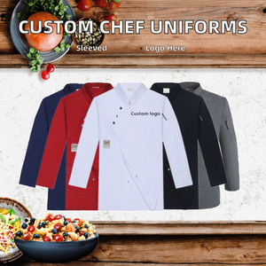 Uniforme de Chef de Manga Larga Marca Flywin al por Mayor, para Hombres y Mujeres, para Uso en Restaurantes y Bares, Tela de Jersey de Poliéster y Algodón, Chaqueta de Chef Negra - Product Image 2