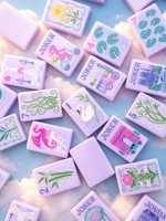 Tuiles de Mahjong Américaines en Acrylique Style Parisien Violettes, de Haute Qualité, Préparées à la Main, Esthétiquement Plaisantes, pour 2 à 4 Joueurs, Usage Domestique