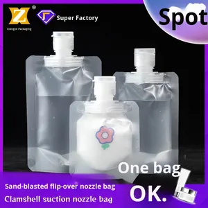 Pochette de voyage portable transparente rechargeable vide à presser, différentes tailles, en plastique biodégradable avec bec verseur - Product Image 2