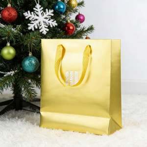 Bolsa de Papel de Color Amarillo con Diseño Personalizado, Asas de Hilo, Reciclable para Compras Minoristas - Product Image 6