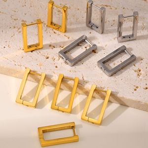 <span class=keywords><strong>Orecchini</strong></span> in acciaio inossidabile alla moda Non sbiaditi <span class=keywords><strong>orecchini</strong></span> a cerchio <span class=keywords><strong>rettangolari</strong></span> placcati in <span class=keywords><strong>oro</strong></span> 18K con fibbia geometrica dell'orecchio da donna - Product Image 2