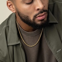 Vnox — collier pour hommes en acier inoxydable, chaîne à corde tordue, style Hip-Hop, plaqué or 18K, 2.5mm