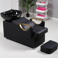Chaise de salon moderne et durable, semi-inclinable, avec bac à shampoing thaïlandais, lavabo en porcelaine, revêtement en cuir synthétique, cadre en métal