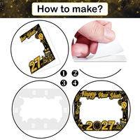 Nicro Fabrikpreis 2027 Frohes Neues Jahr Party DIY Papier-Foto-Requisiten-Set Gold-Schwarz-Thema Lustige Rahmen Feier-Dekorationen