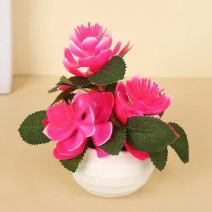 จำลองต้นบัว 3 ก้านในกระถาง ต้นไม้ประดับตกแต่งโต๊ะทำงานขนาดเล็ก <span class=keywords><strong>สด</strong></span>ใส สำหรับตกแต่งบ้านและสำนักงาน <span class=keywords><strong>ของ</strong></span>ตกแต่งดอกไม้ประดิษฐ์ - Product Image 2