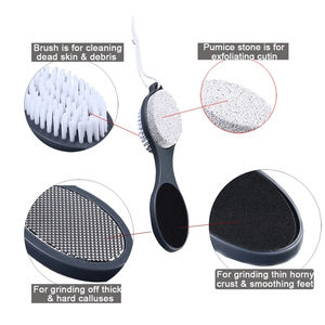 Outil de thérapie des pieds 4-en-1 en gros : brosse exfoliante, lime, brosse de nettoyage des ongles - Product Image 5