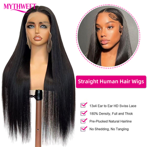 วิกผมแบบเต็มศีรษะ 13x6 พร้อมเชือกผูก HD Lace แบบไม่ต้องใช้กาว ผมแท้แบบดิบ ไม่ผ่านการแปรรูป ลอนน้ำ/ลอนลึก วิกผมหน้าผาก 13x4 HD Lace ผมแท้ - Product Image 2