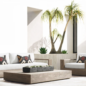 Ensemble de mobilier d'extérieur en bois de teck massif canapé avec coussins pour villas de jardin, hôtels ou appartements à usage extérieur - Product Image 6