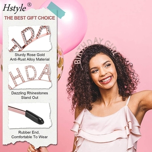Couronnes d'anniversaire pour femmes, ensemble de ceintures et diadème d'anniversaire Rose, en strass de princesse, pour filles, <span class=keywords><strong>HS611</strong></span> - Product Image 5