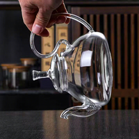 Théière en verre borosilicate BAMBUS avec couvercle et infuseur intégré, bouilloire à thé moderne pour la maison, le bureau, le café et l'hôtellerie
