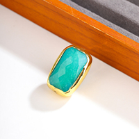 Perle de jade malaisien taille coussin, deux trous, plaqué or, ton turquoise, pour la fabrication de bijoux et la création de colliers