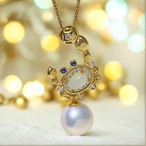 31306 Accesorios de Perlas DIY, Colgante de Plata S925 con Cangrejos Vacíos, Cuentas Redondas de 7-9mm, Fornituras de Joyería para Collar - Product Image 1