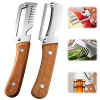 ARMADA Log Peeler Multifunctionele roestvrijstalen fruit- en groenteschiller Houten handvat Eenvoudig te gebruiken handmatig gereedschap Suikerriet Aardappel
