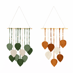 <span class=keywords><strong>Tapisserie</strong></span> murale en macramé bohème faite à la main, motif feuille, décoration d'intérieur bohème pour cadeau de mariage, cadeau de pendaison de crémaillère, chambre à coucher, salon - Product Image 1