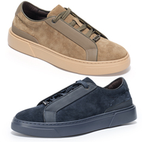 Baskets plateforme en cuir suédé pour hommes, style minimaliste, décontractées, avec bordure texturée, lacets cachés, boucle métallique, logo personnalisé, OEM