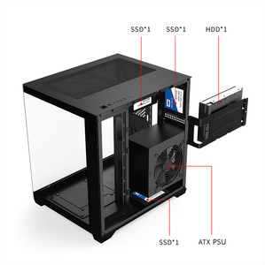 Mini tháp Đen chơi game Chassis ba khu vực làm mát (240mm TOP tản nhiệt + 160mm CPU chiều cao) 330mm GPU USB3.0 M-ATX/ITX & ATX PSU - Product Image 4