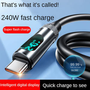 Câble de données 5A à affichage numérique intelligent 240W 2m Silicone Dual TC <span class=keywords><strong>Charge</strong></span> super rapide pour Android et IOS 1615 CÂBLE TYPE-C - Product Image 2