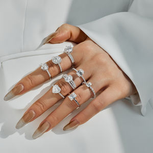 Изящные ювелирные изделия из серебра S925: обручальные кольца с имитацией бриллианта D VVS1 и муассанитом изумрудной огранки - Product Image 5