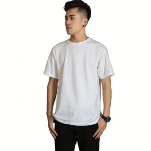 เสื้อยืดแขนสั้นผ้าฝ้าย 100% น้ำหนัก 230 กรัม ระบายอากาศได้ดี สไตล์ลำลองสำหรับผู้ชาย สีพื้นเรียบ แบบเรียบง่าย - Product Image 3