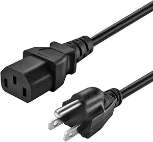 America Standard PC Power Cable Computer USA Ac Power Cord 3pin Plug US 3 Pin Power Cable For Computer