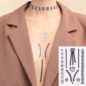 Autocollants <span class=keywords><strong>de</strong></span> tatouage temporaires personnalisés OEM, style américain, écologiques, en résine acrylique, <span class=keywords><strong>strass</strong></span>, imperméables, pour le <span class=keywords><strong>visage</strong></span> et le corps - Product Image 6