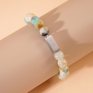 Vente en gros de perles en <span class=keywords><strong>pierre</strong></span> naturelle 2025 avec <span class=keywords><strong>nom</strong></span> personnalisé Bracelet en corde extensible élastique DIY Bracelet gravé en acier inoxydable à la mode - Product Image 3