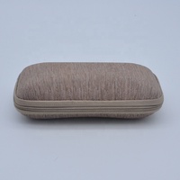 Étui à lunettes rectangulaire en tissu de lin avec fermeture éclair EVA, coque semi-rigide anti-pression, boîte de rangement portable pour lunettes de vue et de soleil
