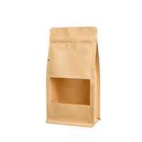 Sachets en papier kraft à fond plat avec fermeture à 8 côtés et fenêtre transparente, qualité alimentaire, logo personnalisé, faible MOQ 50 pour noix, thé, snacks - En stock