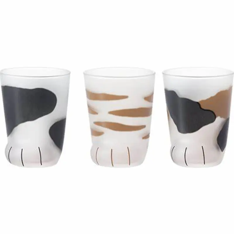 Lovely customized cat's foot sublimation frosted glass mug stemless crystal drinking glassware glass drink