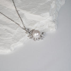 סיטונאי טבעי מים פנינה s925 פרח גפן גפן תליון שרשרת לנשים - Product Image 5