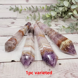 Varita de Ágata Amatista Natural al por Mayor con Soporte, Punta Pulida para Sanación, Decoración del Hogar Feng Shui, Artesanía de Cristal - Product Image 6