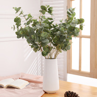 Tanaman Buatan Daun Eucalyptus Simulasi Multi-Head, Cabang Tunggal dan Ganda, Dekorasi Daun Uang untuk Hari Ibu dan Tahun Baru