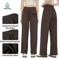 Pantalon large de yoga et de sport pour femme, taille haute, avec cordon de serrage, confortable et doux, personnalisable avec logo OEM/ODM, vente en gros