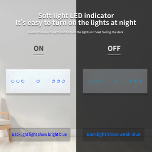 Interruptor de pared de Panel táctil WiFi tipo 225, indicador LED 10A Max. ABS Google Home Alexa para Tuya APP Control Retro 3/4/5/6/7/8/9 Gang - Product Image 5