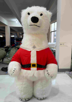 Costume de mascotte géant gonflable d'ours polaire, tenue de Père Noël en peluche gonflable pour événements de Noël, défilés de centres commerciaux, publicité et fêtes