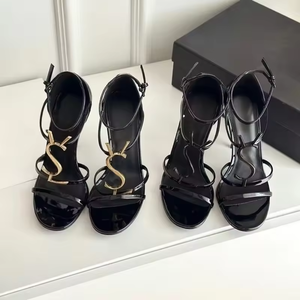 Brand Designer Custom Logo High Quality Luxury High Heels Sandals Real <b>Leather</b> Summer Fashion Party Women <b>Sexy</b> Shoes - Product Image 3