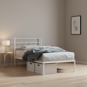 Letto Singolo in Metallo Bianco con Struttura in Acciaio Verniciato a Polvere, Arredamento Camera da Letto dal Design Elegante - Product Image 2