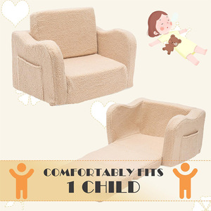 Canapé pliable en peluche douce pour enfants, avec poche latérale et accoudoirs, pour les tout-petits de 2 ans et plus - Product Image 3