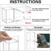 Lot de 2 vitrines transparentes en acrylique avec porte coulissante, empilables, petites vitrines pour figurines miniatures