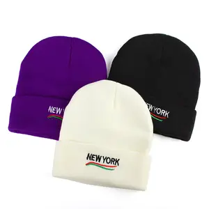 Mode Unisex New York Stickerei Regenbogen Stricken Skifahren Kalt Warme Hüte Winter Mütze