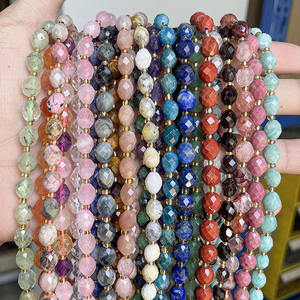 새로운 8MM 천연 커팅 쌀알 모양 스톤 비즈, DIY 주얼리 제작용 브리올렛 올리브 젬스톤 비즈 스트랜드 (6-7)x8mm, 19cm, 38cm - Product Image 3