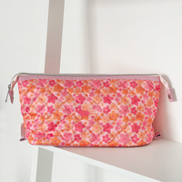 Sac de voyage matelassé extensible en polyester résistant à l'eau avec fermeture éclair, grande capacité, motif floral personnalisé, pour femmes, idéal pour le maquillage