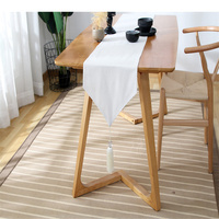 Juego de té de Color puro, decoración Simple, mesa de comedor blanca y negra, camino de mesa con borlas cruzadas